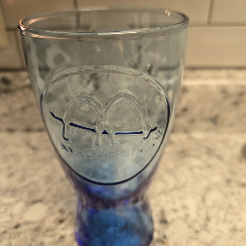 McDonalds Coca-Cola Style Blue Glass Tumbler 1961 Vintage Style (2003) Cup